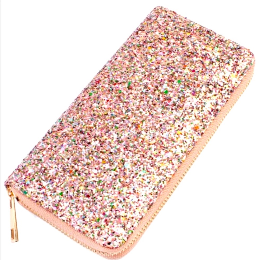 Pink glitter wallet